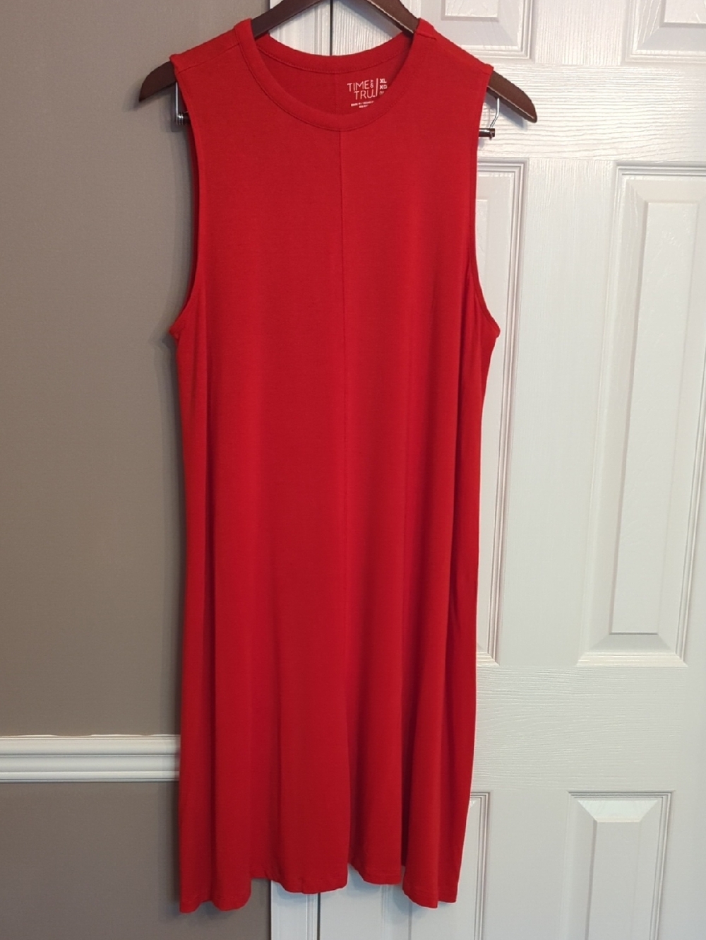 Time and Tru Red Sleeveless Midi Shift Dress Beach Travel Cruise